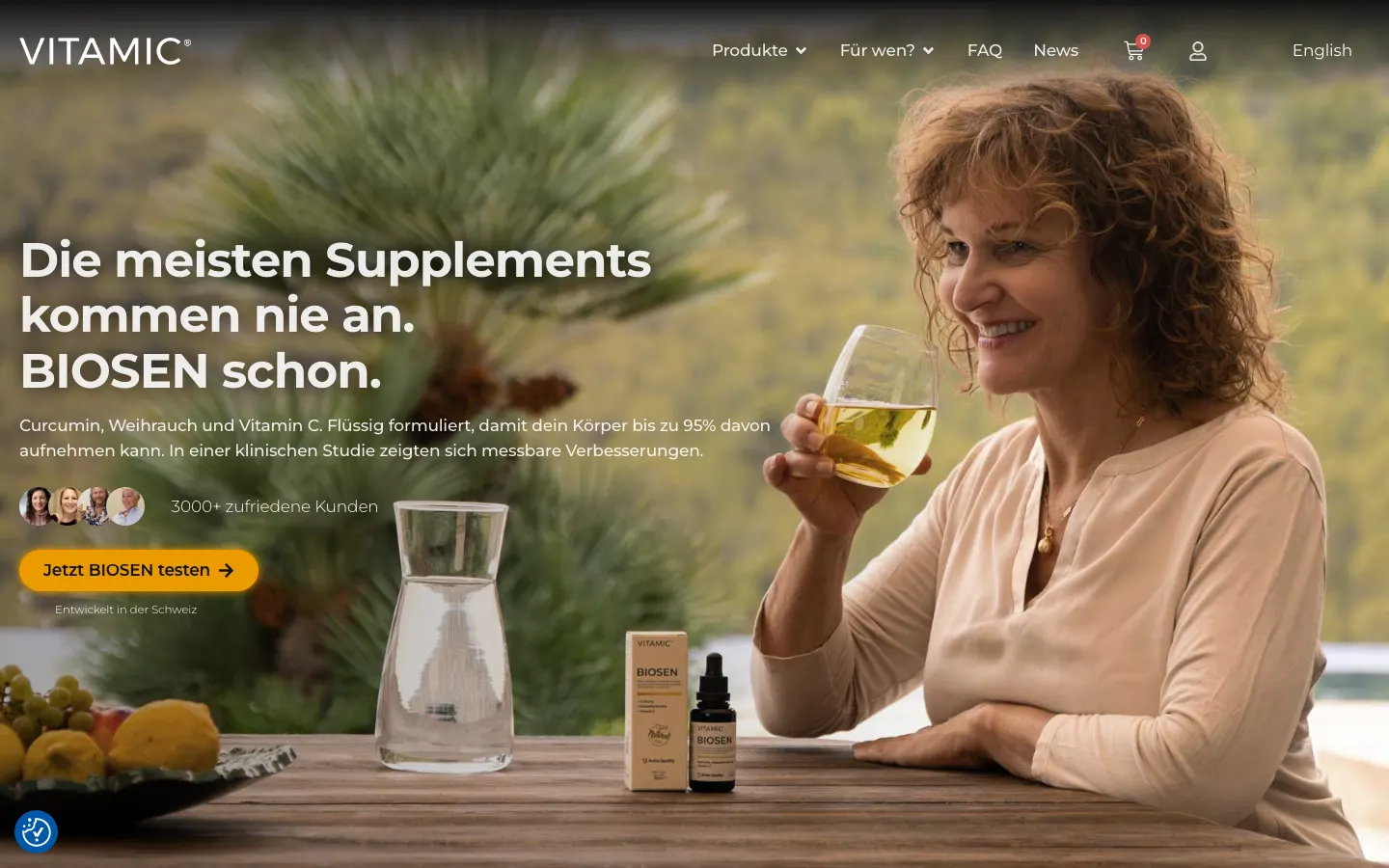 VITAMIC Landing Page BIOSEN Health, Desktop-Ansicht