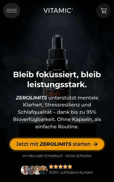 VITAMIC Landing Page ZEROLIMITS Focus, mobile Ansicht